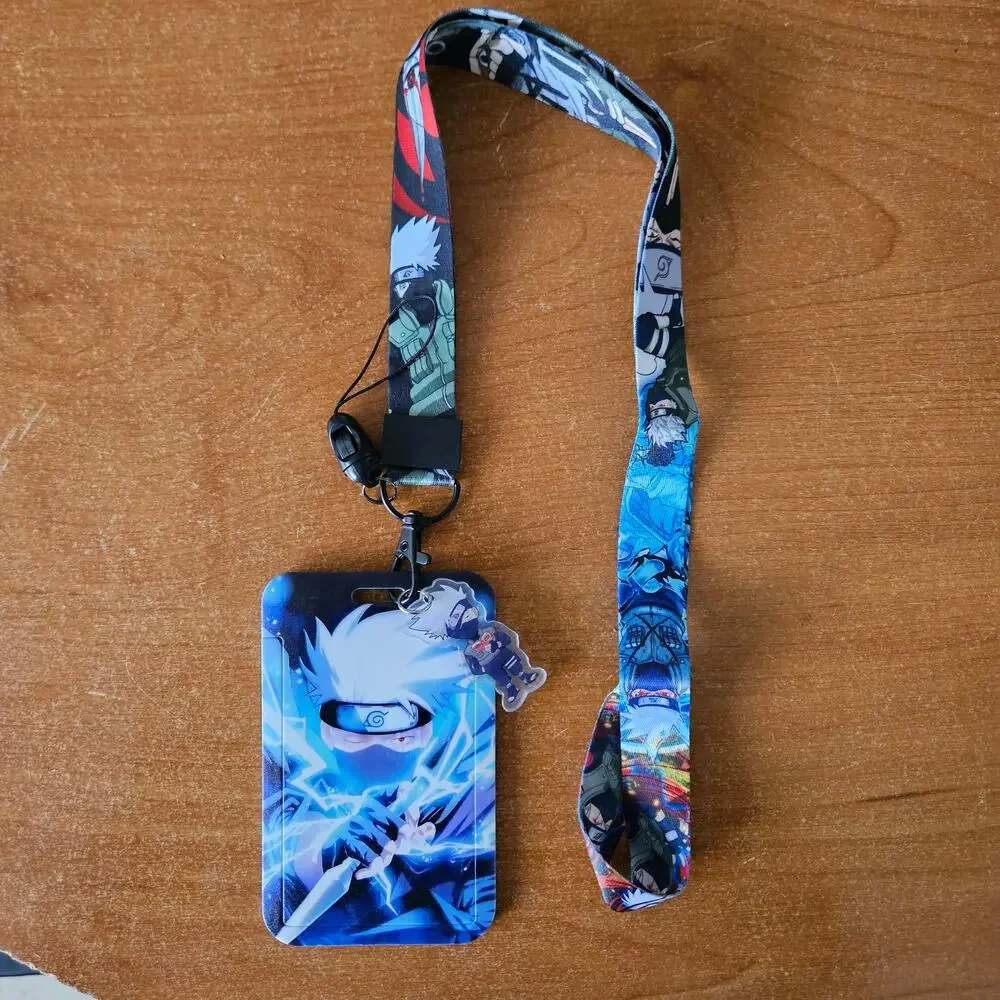 Naruto Kakashi Lightning Blade Lanyard with Badge Holder & Charm